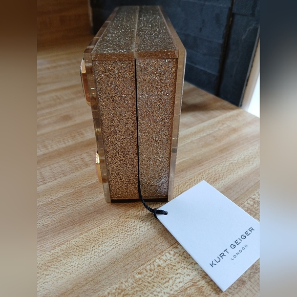 Kurt Geiger NWT Gold Sparkle with Bling Clutch/Crossbody - Picture 7 of 13
